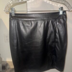 Black Faux Leather Mini Skirt S